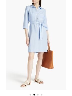 Heidi Klein Tencil Light Blue Tie-Waist Shirt Dress Size S